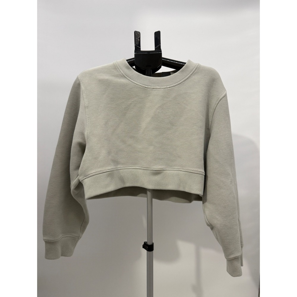 Varley x Barry Collab Women's Ribbed Cropped Sweatshirt Sage Green Size Medium M